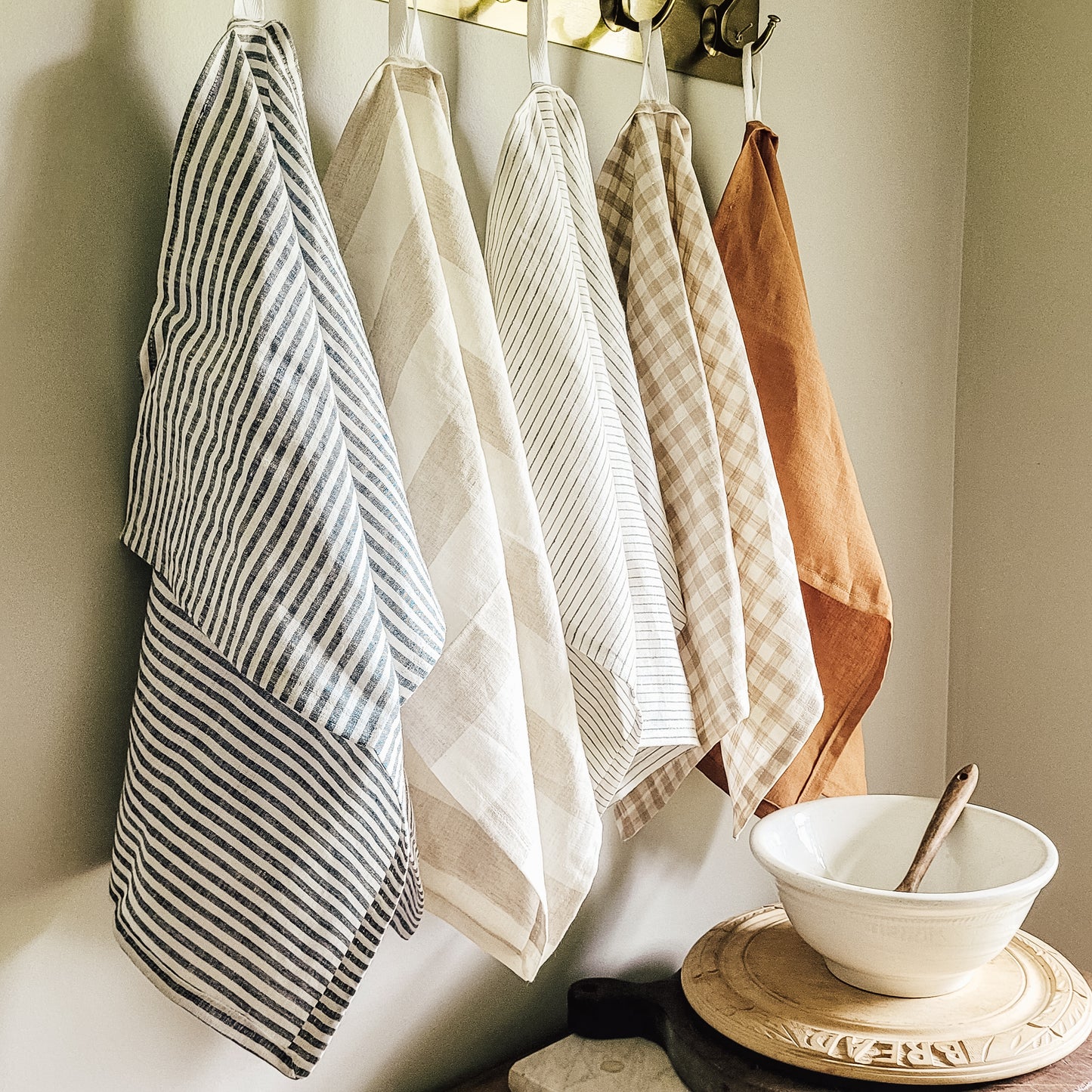 Taupe Striped Tea Towel