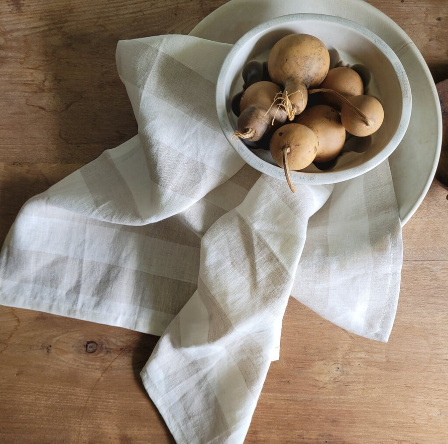 Taupe Striped Tea Towel