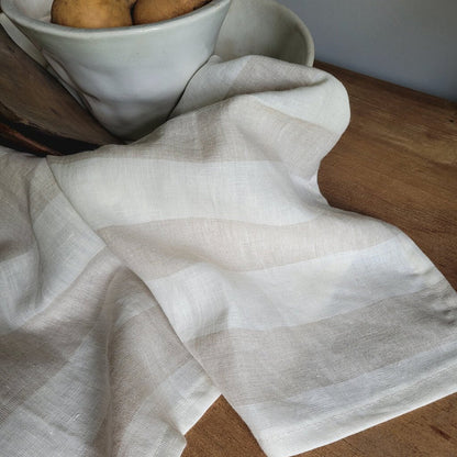 Taupe Striped Tea Towel