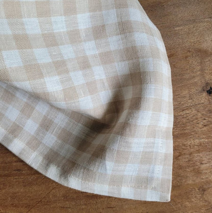 Beige Gingham Linen Tea Towel