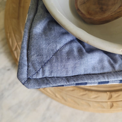 Reversible Navy Gingham Bowl Cozy