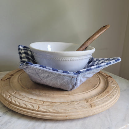 Reversible Navy Gingham Bowl Cozy