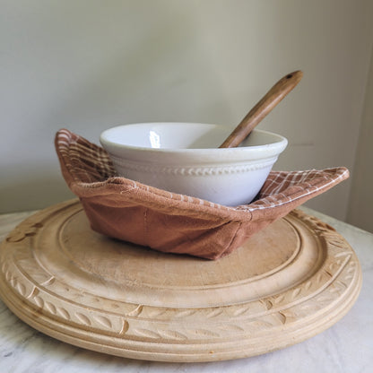 Reversible Brown Plaid Bowl Cozy